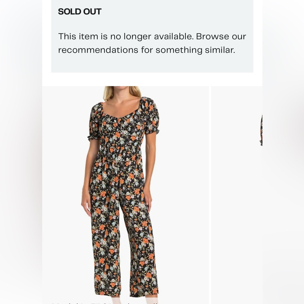 Black Floral Jumpsuit with Puff Sleeves